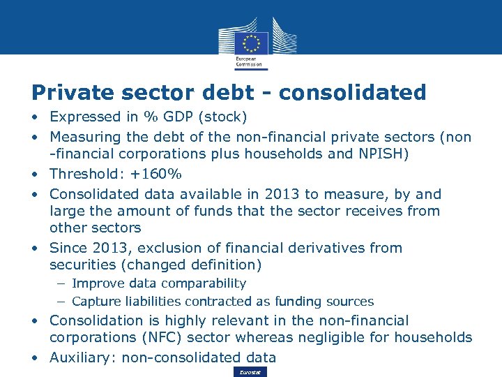 Private sector debt - consolidated • Expressed in % GDP (stock) • Measuring the