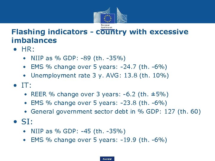 Flashing indicators - country with excessive imbalances • HR: • NIIP as % GDP: