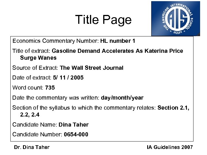 Title Page Economics Commentary Number: HL number 1 Title of extract: Gasoline Demand Accelerates