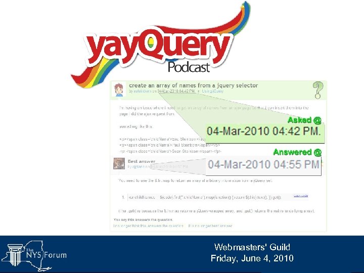 Webmasters' Guild Friday, June 4, 2010 