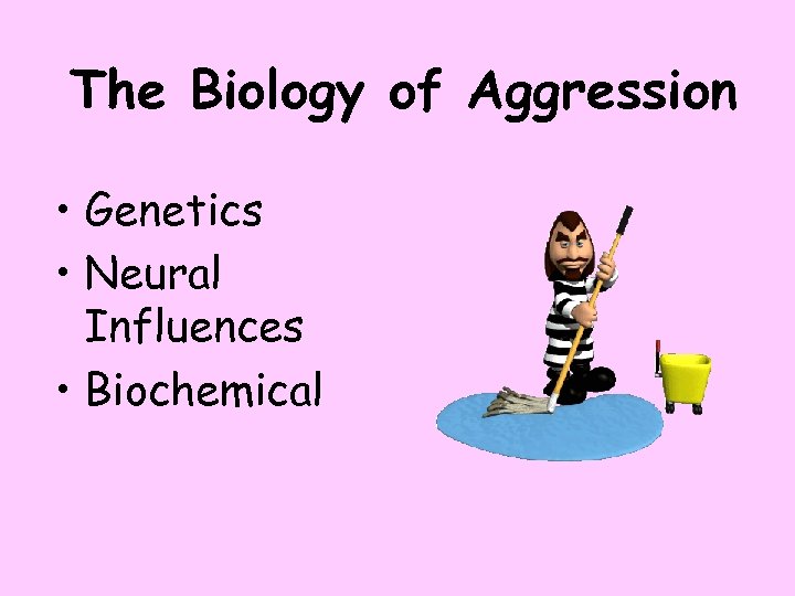 The Biology of Aggression • Genetics • Neural Influences • Biochemical 