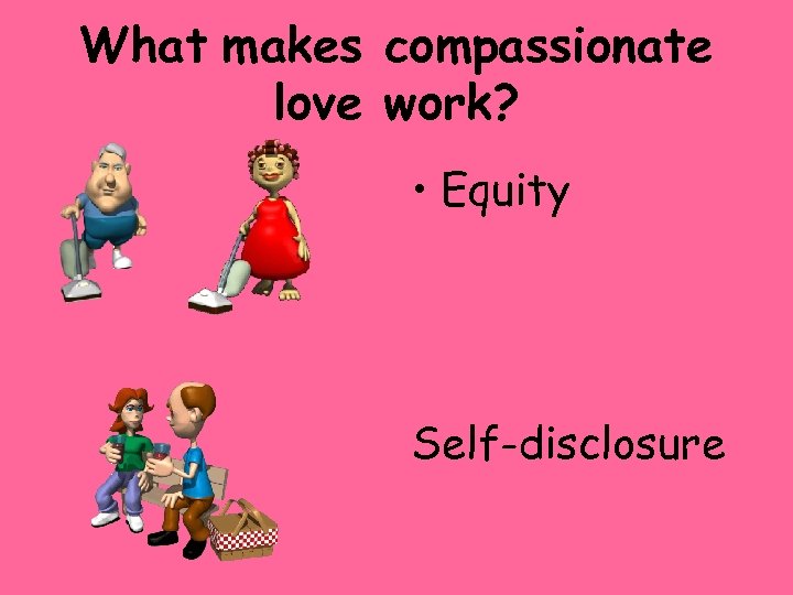 What makes compassionate love work? • Equity Self-disclosure 