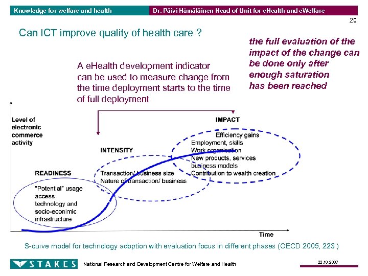 Knowledge for welfare and health Dr. Päivi Hämäläinen Head of Unit for e. Health