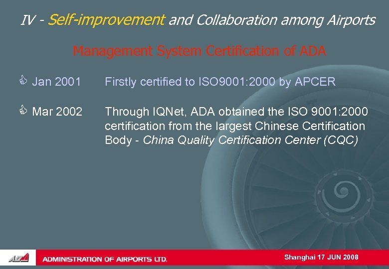 IV - Self-improvement and Collaboration among Airports Management System Certification of ADA C Jan