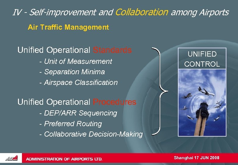 IV - Self-improvement and Collaboration among Airports Air Traffic Management Unified Operational Standards -