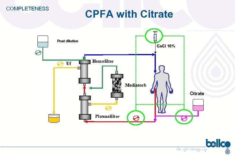 COMPLETENESS CPFA with Citrate Post dilution Ca. Cl 10% Uf Hemofilter Mediasorb Citrate Plasmafilter