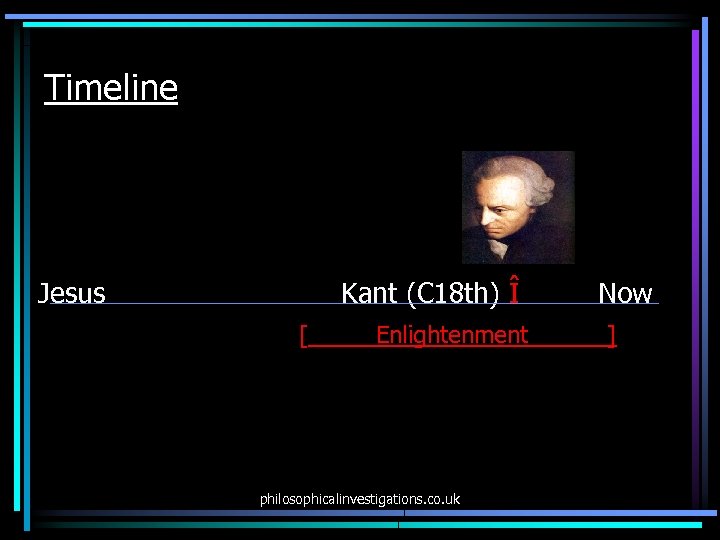 Timeline Jesus Kant (C 18 th) Î [ Now Enlightenment______] philosophicalinvestigations. co. uk 