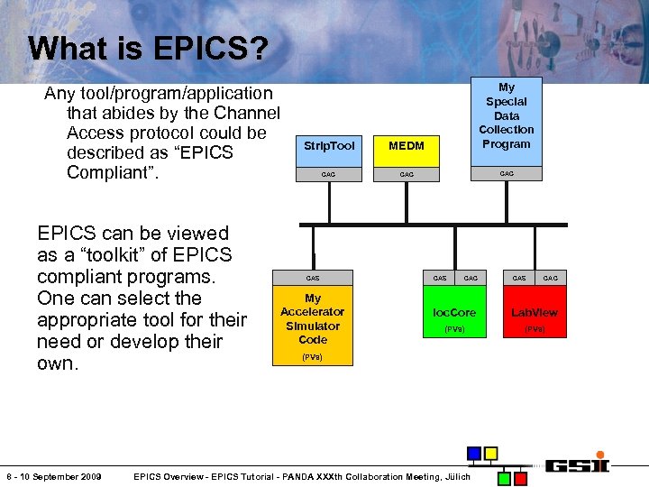 What is EPICS? Any tool/program/application that abides by the Channel Access protocol could be