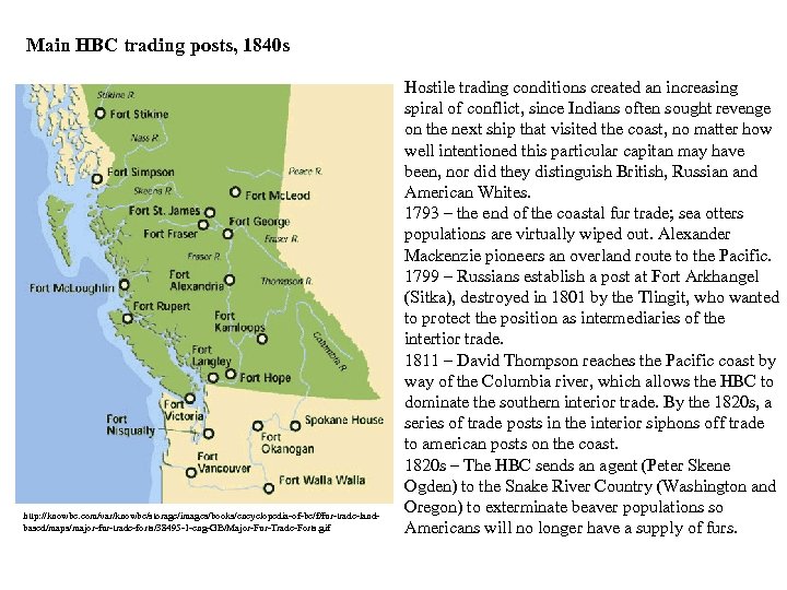 Main HBC trading posts, 1840 s http: //knowbc. com/var/knowbc/storage/images/books/encyclopedia-of-bc/f/fur-trade-landbased/maps/major-fur-trade-forts/38495 -1 -eng-GB/Major-Fur-Trade-Forts. gif Hostile trading