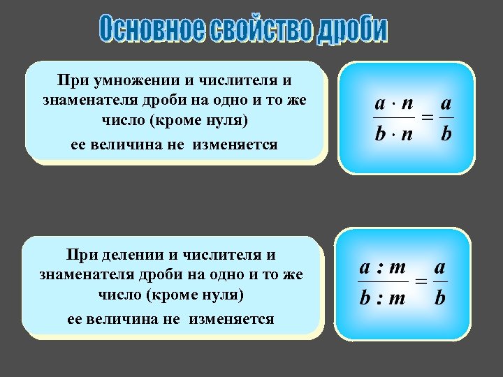 При умножении и числителя и знаменателя дроби на одно и то же число (кроме