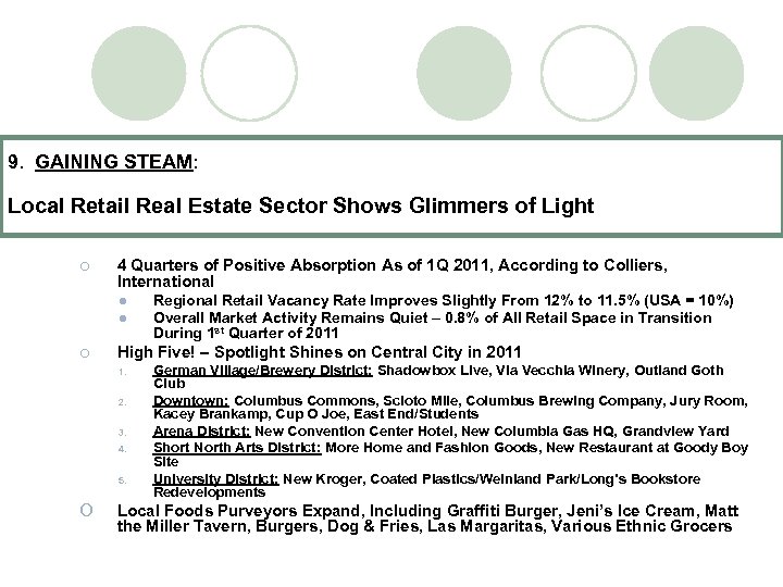 9. GAINING STEAM: Local Retail Real Estate Sector Shows Glimmers of Light ¡ 4