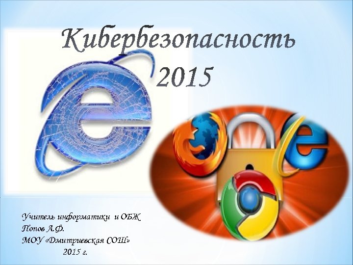 Учитель информатики и ОБЖ Попов А. Ф. МОУ «Дмитриевская СОШ» 2015 г. 