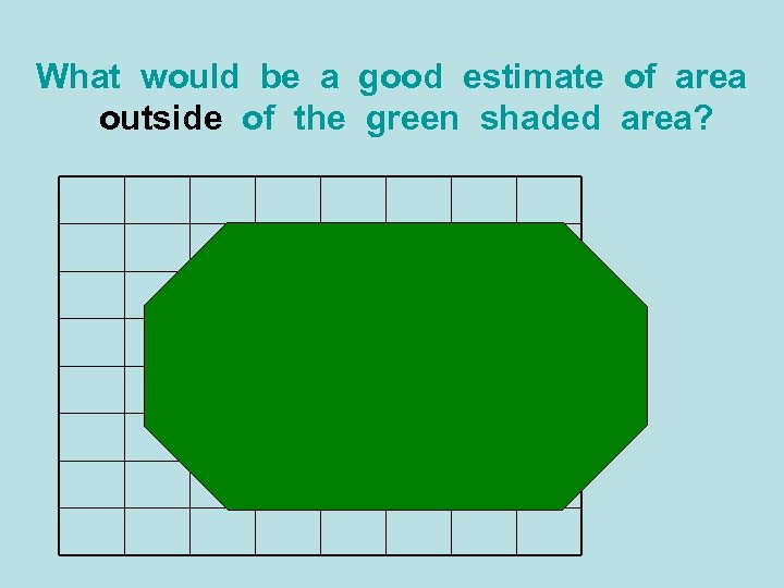 What would be a good estimate of area outside of the green shaded area?