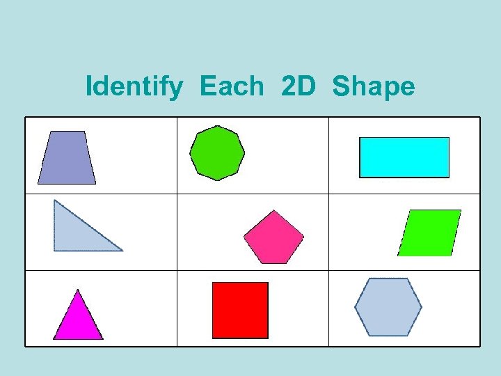 Identify Each 2 D Shape 