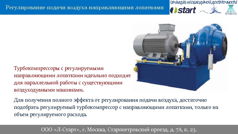 Регулирование подачи воздуха направляющими лопатками Турбокомпрессоры с регулируемыми направляющими лопатками идеально подходят для параллельной