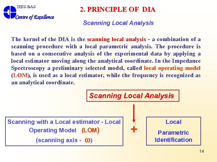 IEES-BAS 2. PRINCIPLE OF DIA Centre of Excellence Scanning Local Analysis The kernel of