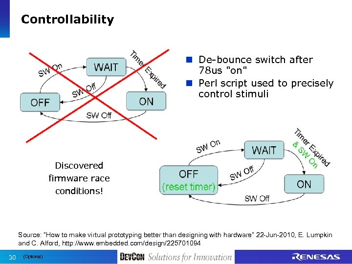 Controllability n De-bounce switch after 78 us 