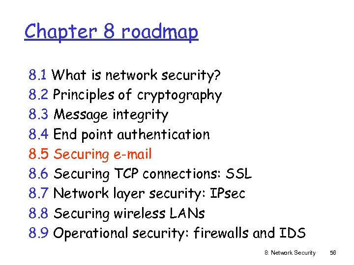 Chapter 8 roadmap 8. 1 What is network security? 8. 2 Principles of cryptography