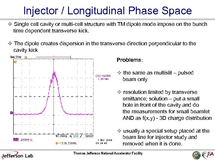 Injector / Longitudinal Phase Space Single cell cavity or multi-cell structure with TM dipole