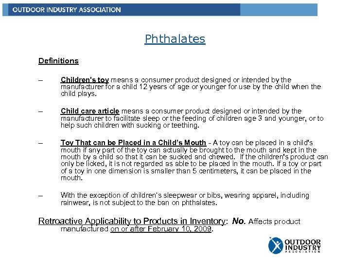 Phthalates Definitions – Children's toy means a consumer product designed or intended by the