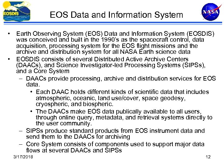 EOS Data and Information System • Earth Observing System (EOS) Data and Information System