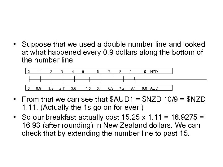  • Suppose that we used a double number line and looked at what