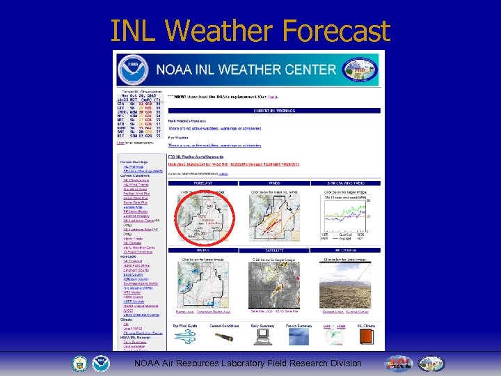 INL Weather Forecast NOAA Air Resources Laboratory Field Research Division 