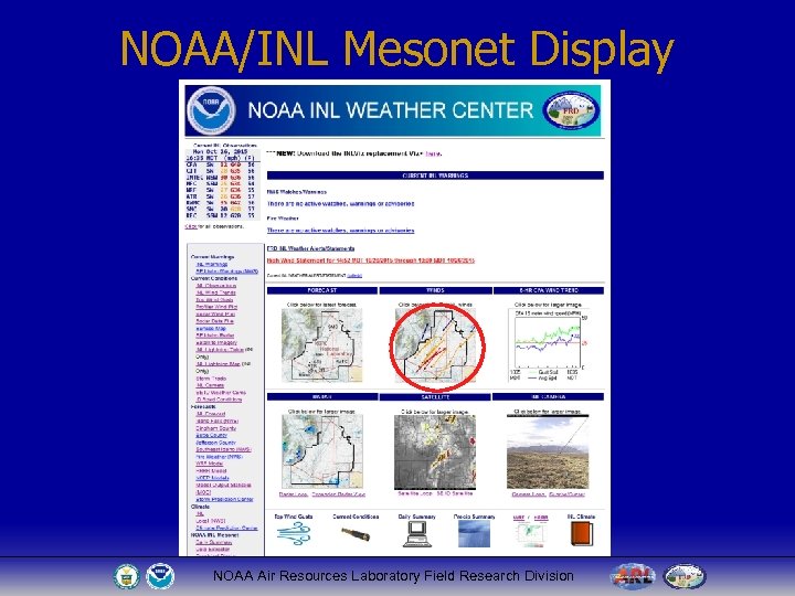 NOAA/INL Mesonet Display NOAA Air Resources Laboratory Field Research Division 