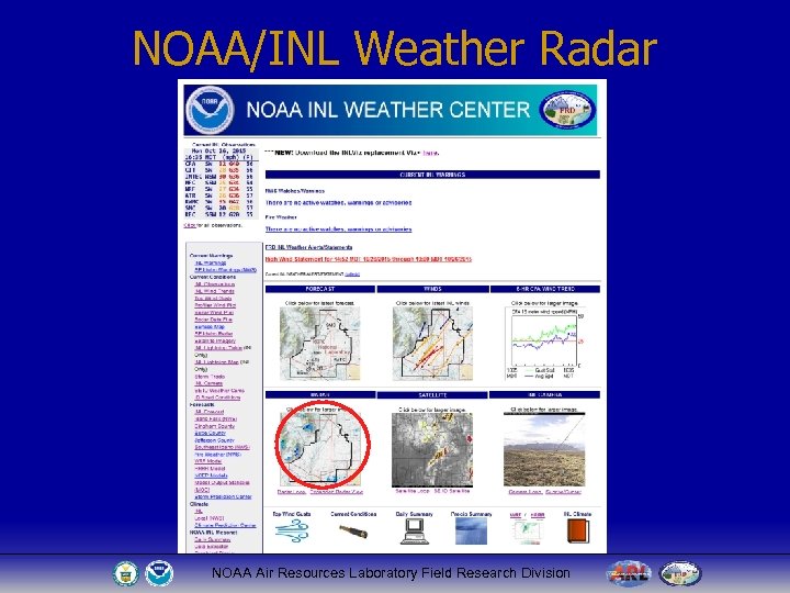 NOAA/INL Weather Radar NOAA Air Resources Laboratory Field Research Division 