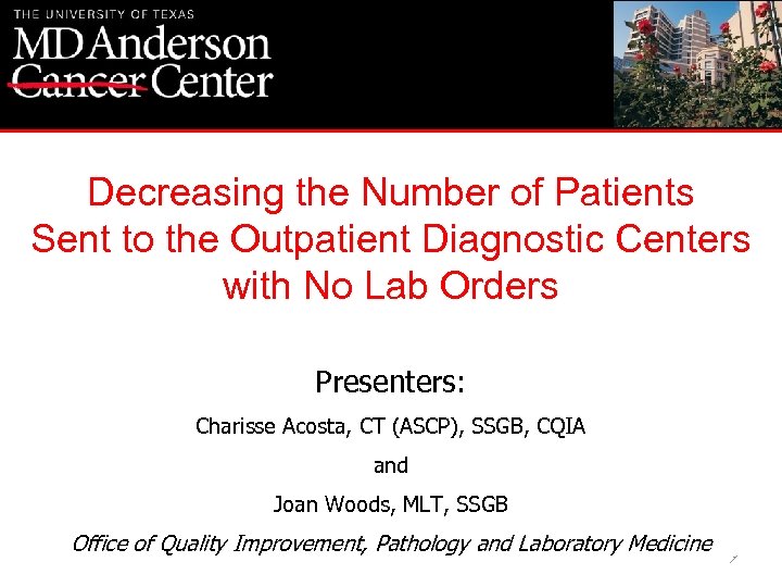 Decreasing the Number of Patients Sent to the Outpatient Diagnostic Centers with No Lab