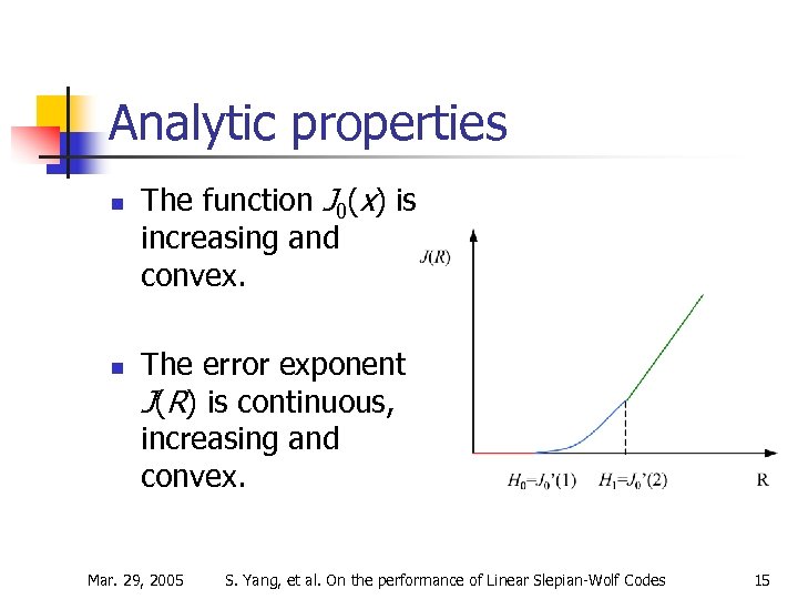 Analytic properties n n The function J 0(x) is increasing and convex. The error