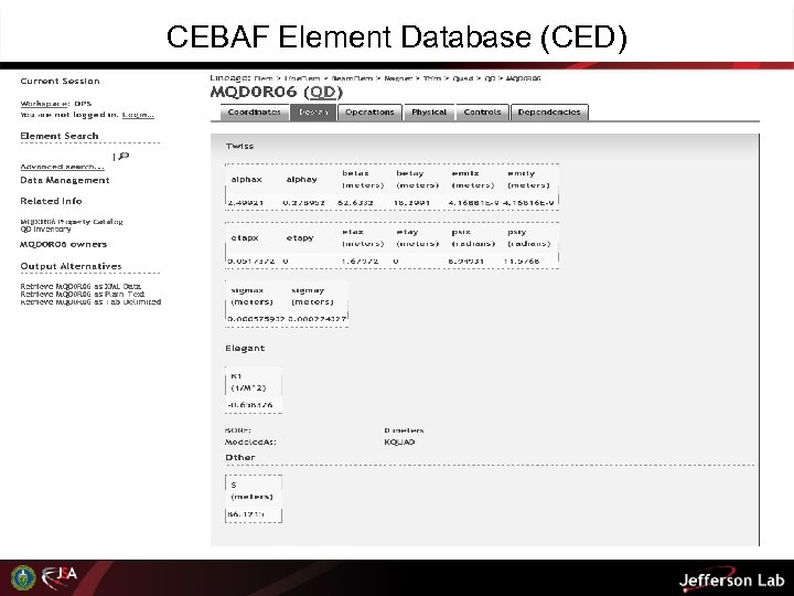 CEBAF Element Database (CED) 