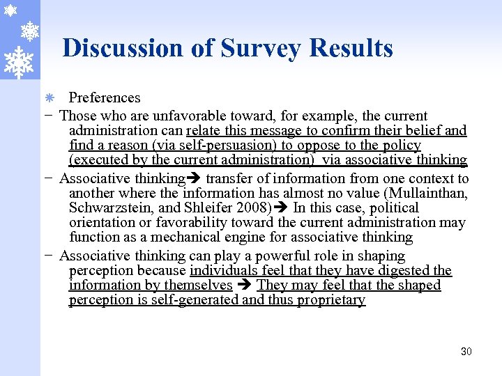Discussion of Survey Results Preferences - Those who are unfavorable toward, for example, the