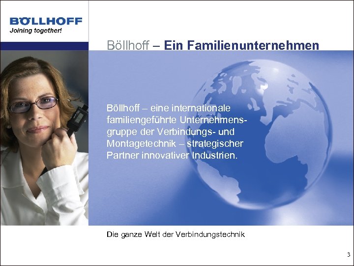 Böllhoff – Ein Familienunternehmen Böllhoff – eine internationale familiengeführte Unternehmensgruppe der Verbindungs- und Montagetechnik