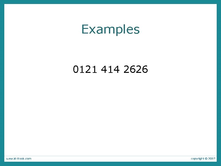 Examples 0121 414 2626 