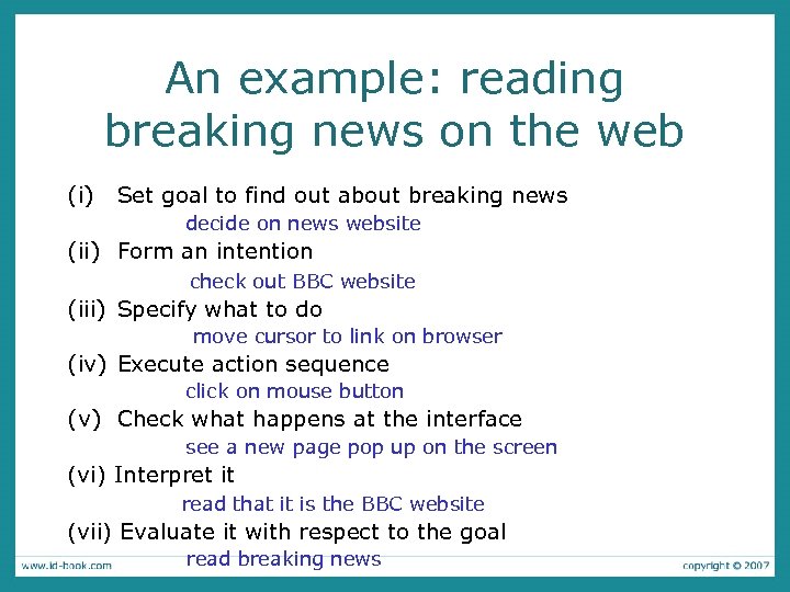 An example: reading breaking news on the web (i) Set goal to find out