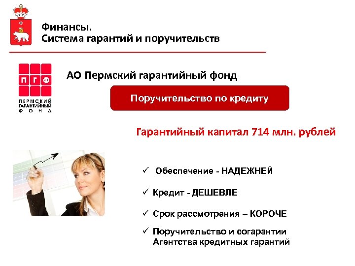 Финансы. Система гарантий и поручительств АО Пермский гарантийный фонд Поручительство по кредиту Гарантийный капитал