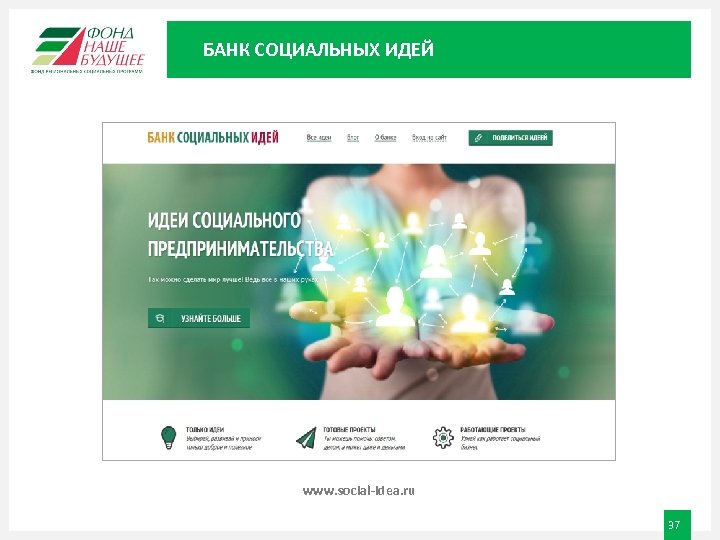 БАНК СОЦИАЛЬНЫХ ИДЕЙ www. social-idea. ru 37 