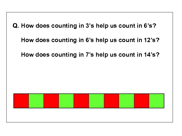 Q. How does counting in 3’s help us count in 6’s? How does counting