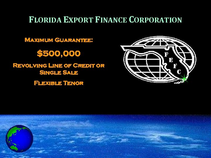 FLORIDA EXPORT FINANCE CORPORATION Maximum Guarantee: $500, 000 Revolving Line of Credit or Single