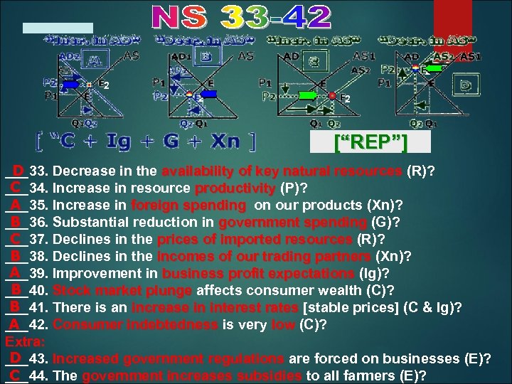 2 2 [“REP”] D ___33. Decrease in the availability of key natural resources (R)?
