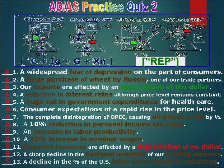 [“REP”] A widespread fear of depression on the part of consumers A large purchase