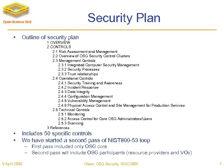 Security Plan • Outline of security plan 1 OVERVIEW 2 CONTROLS 2. 1 Risk