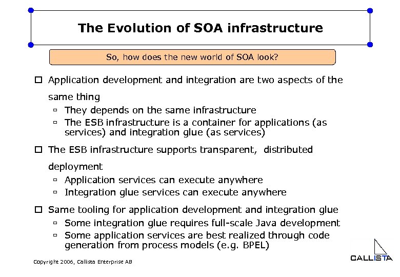 The Evolution of SOA infrastructure So, how does the new world of SOA look?