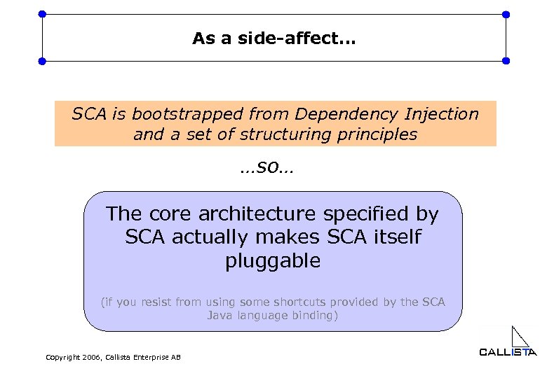 As a side-affect… SCA is bootstrapped from Dependency Injection and a set of structuring