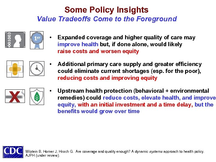 Some Policy Insights Value Tradeoffs Come to the Foreground • Expanded coverage and higher