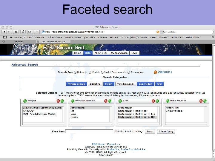 Faceted search • Semantically aware search, e. g. http: //noesis. itsc. uah. edu •