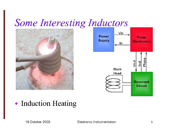 Some Interesting Inductors w Induction Heating 18 October 2003 Electronic Instrumentation 3 