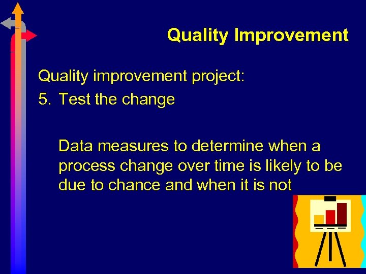 Quality Improvement Quality improvement project: 5. Test the change Data measures to determine when