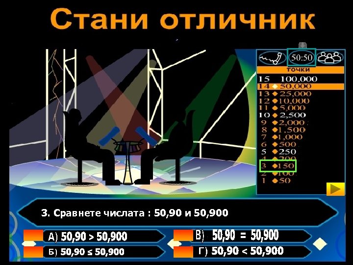 3. Сравнете числата : 50, 90 и 50, 900 